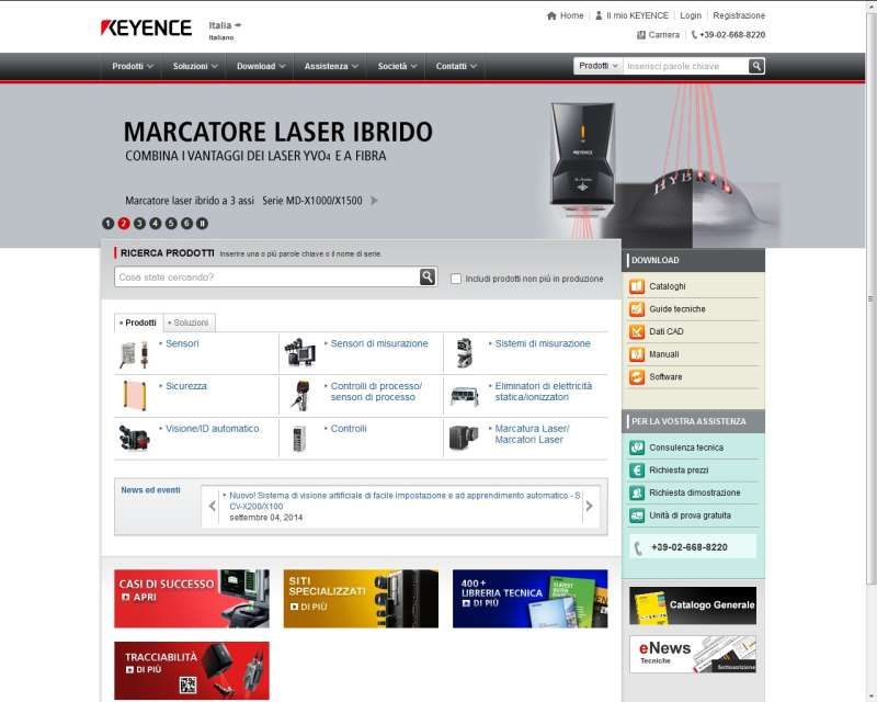 Automazione industriale, nuovo sito per Keyence