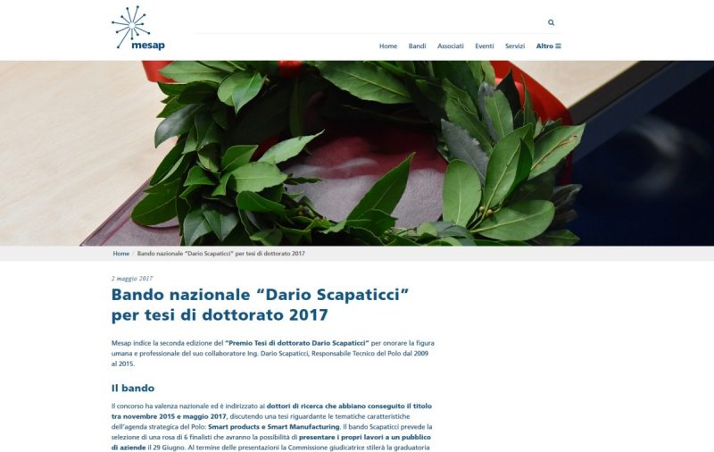 Dal Mesap un premio tesi di dottorato su Smart products e Smart Manufacturing