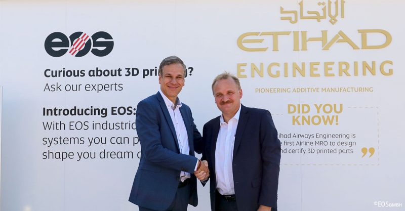 EOS ed Etihad Airways Engineering insieme per espandere le capacità della stampa 3D industriale