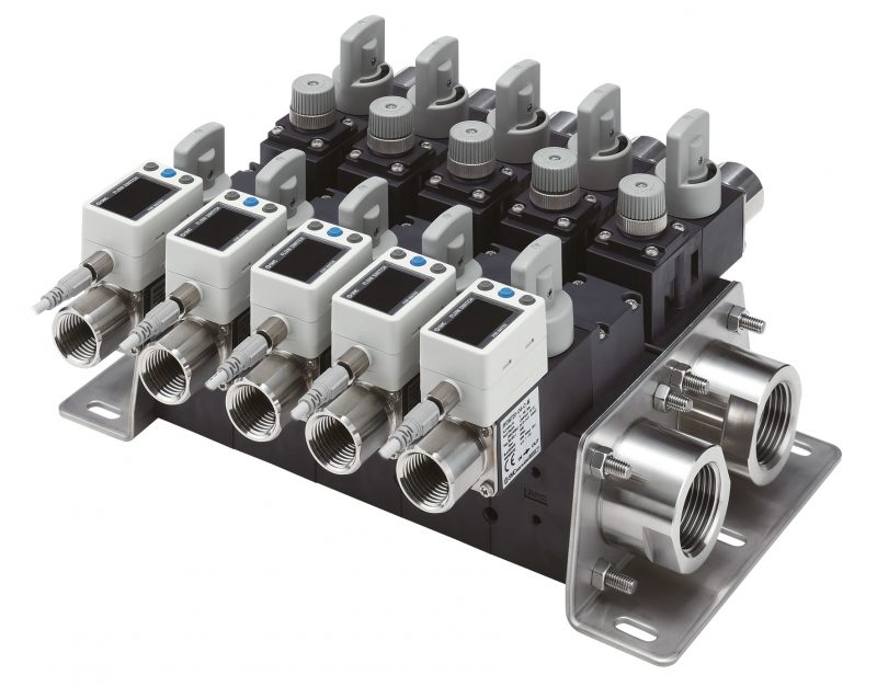 SMC, manifold per flussostato digitale per acqua