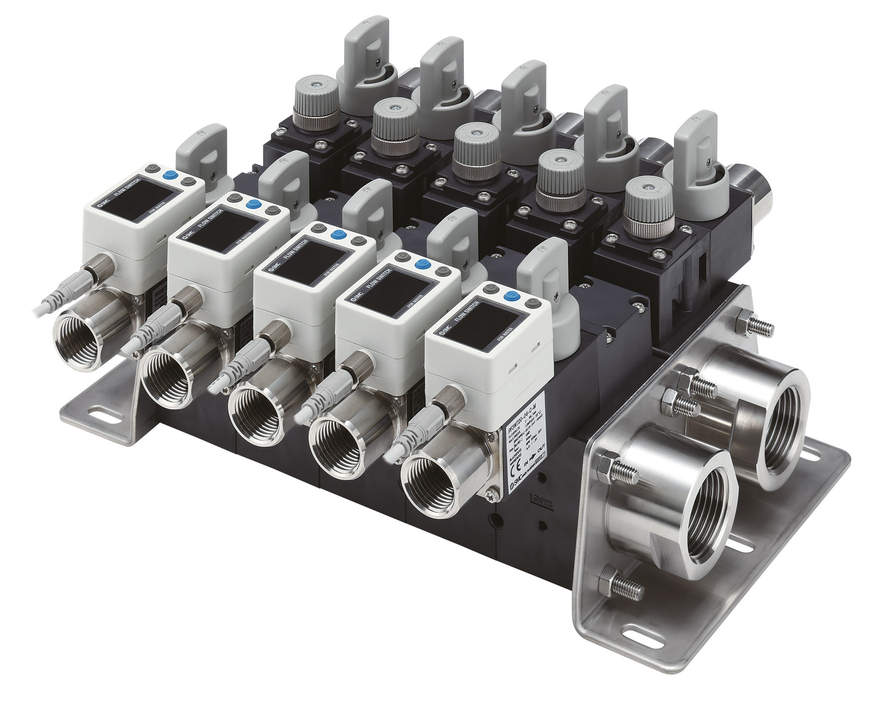 SMC, manifold per flussostato digitale per acqua Techmec