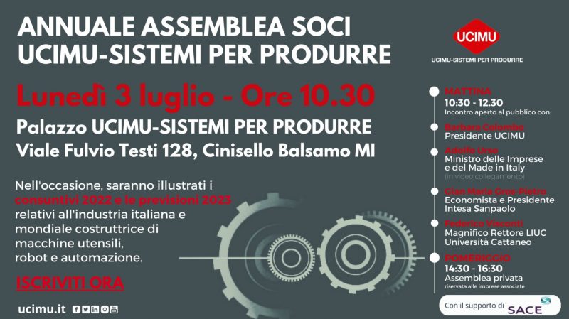 Assemblea soci Ucimu, lunedì 3 luglio 2023